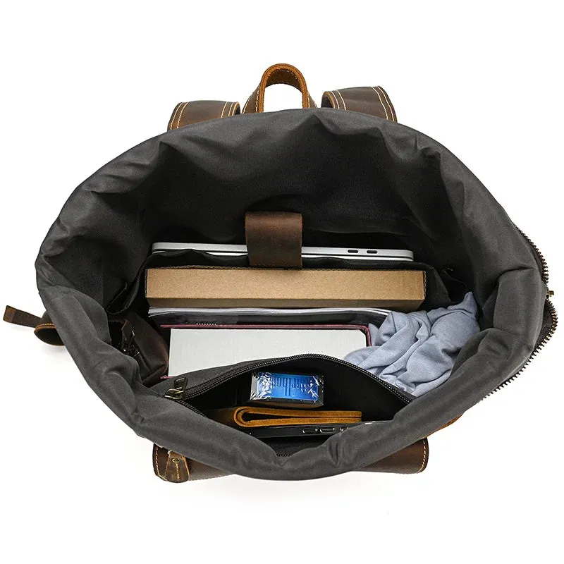Vintage Leather Backpack for Men 16" Laptop Anti-Theft Design