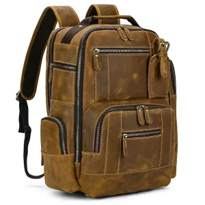 Vintage Men’s Leather Backpack Travel Laptop Anti-Theft Bag