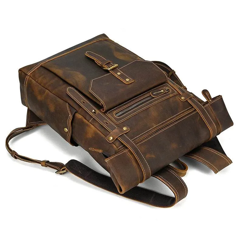 Vintage Men’s Leather Backpack Travel Laptop Anti-Theft Bag