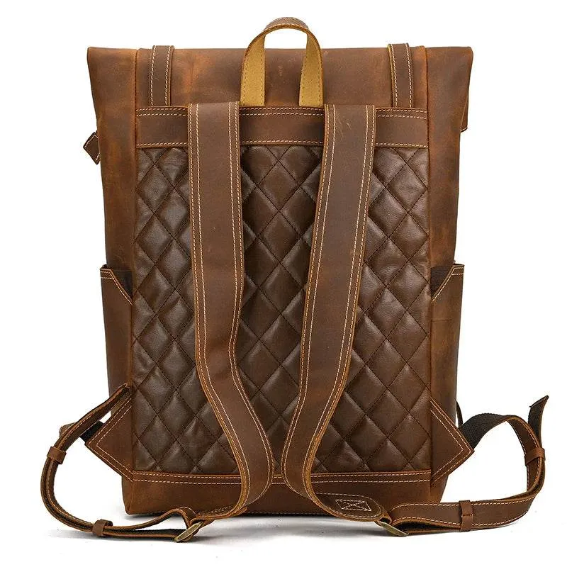 Vintage Men’s Leather Backpack Travel Laptop Anti-Theft Bag