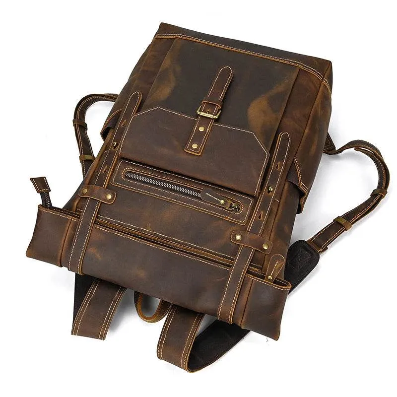 Vintage Men’s Leather Backpack Travel Laptop Anti-Theft Bag