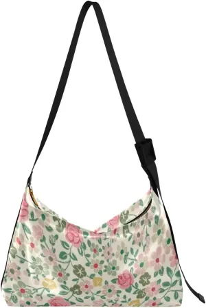 Vintage Peach Red Crushed Flower Women Cross Body Purse Leather Womens Tote Bag Fashion Waist Packs