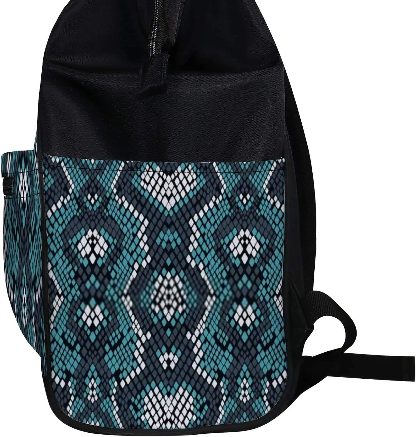 Vintage Trendy Green Black Snakeskin Diaper Bag Backpack, waterproof backpack Baby Nappy Changing Bags Laptop Backpack for Travel, Large Capacity, Durable and Stylish for Woman and Men.