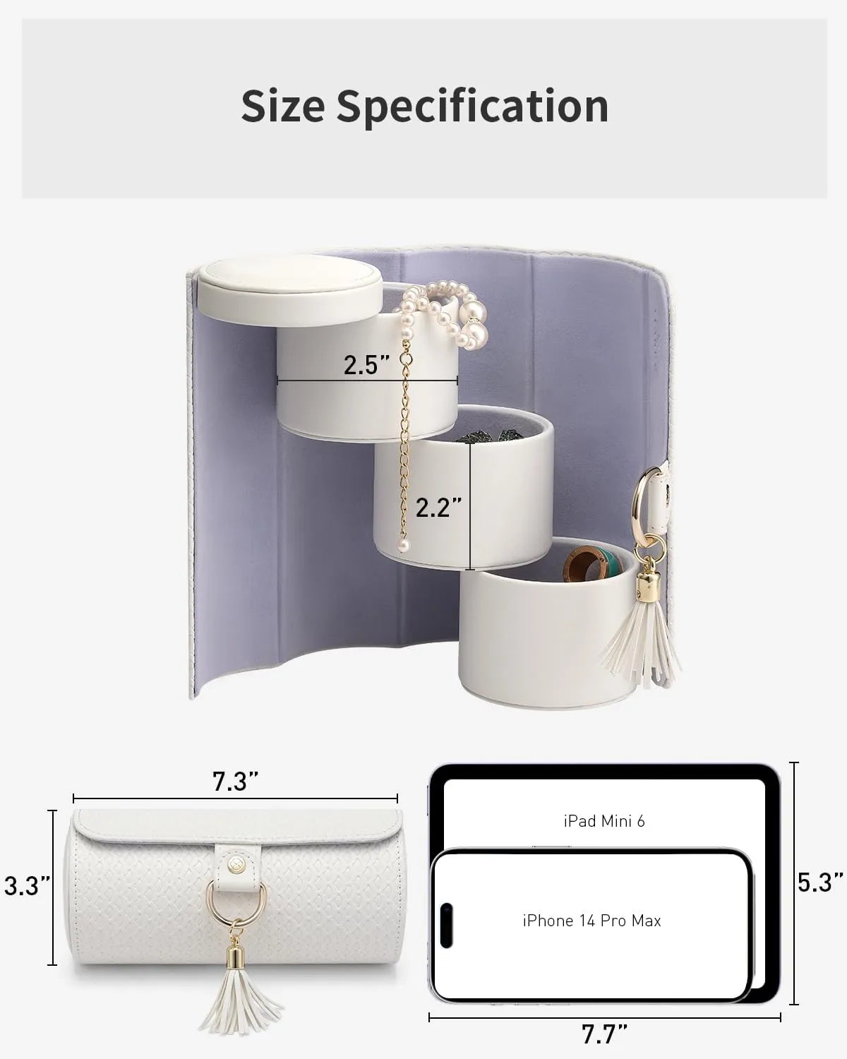 Vlando Small Jewelry Case Travel Accessory Storage Box Jewelry Organizer White