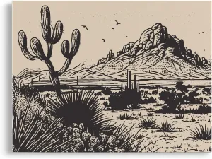 VNWEK Western Desert Wall Art, 11x14 inches, Waterproof Canvas Poster, Cowboy Theme, Living Room Decor, Wall Mount