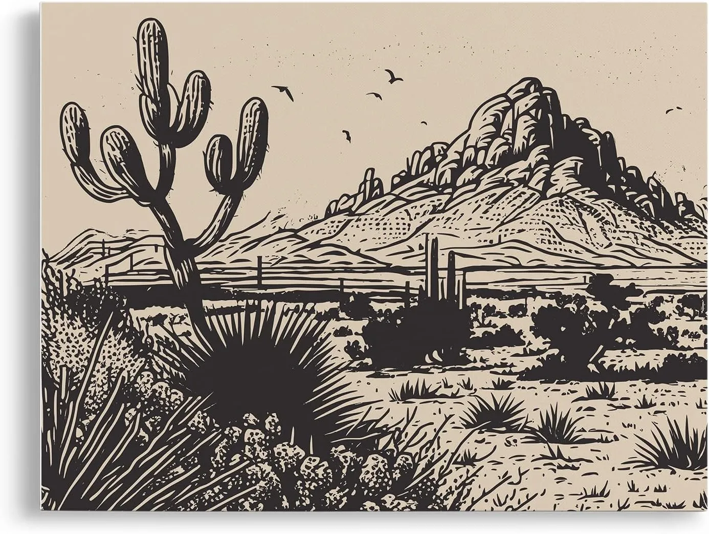 VNWEK Western Desert Wall Art, 11x14 inches, Waterproof Canvas Poster, Cowboy Theme, Living Room Decor, Wall Mount