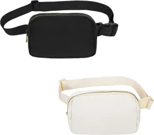 VOROLO Fanny Pack Crossbody Bag For Women And Men Belt Bag Gift For Women Bum Bag with Adjustable Strap for Sports Black Beige