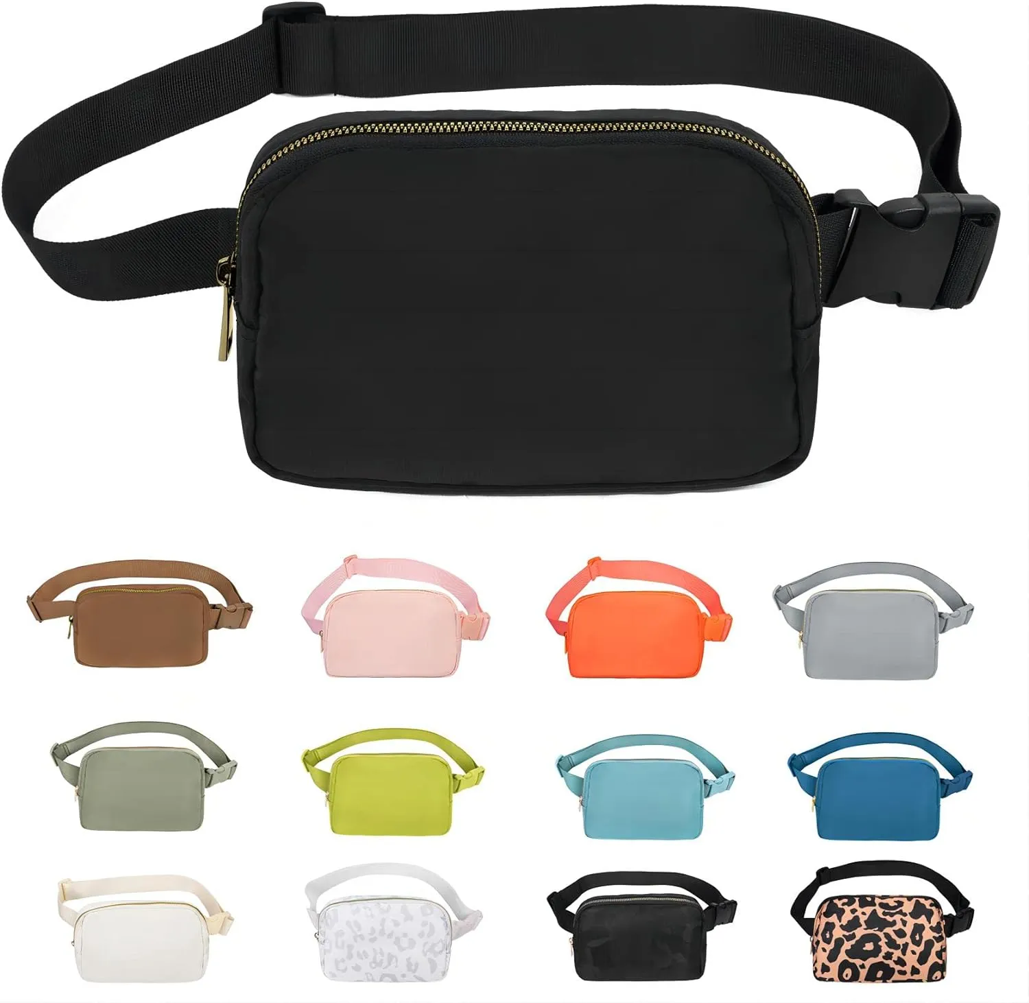 VOROLO Fanny Pack For Women And Men Crossbody Bag Belt Bag with Adjustable Strap Easter Gifts Black
