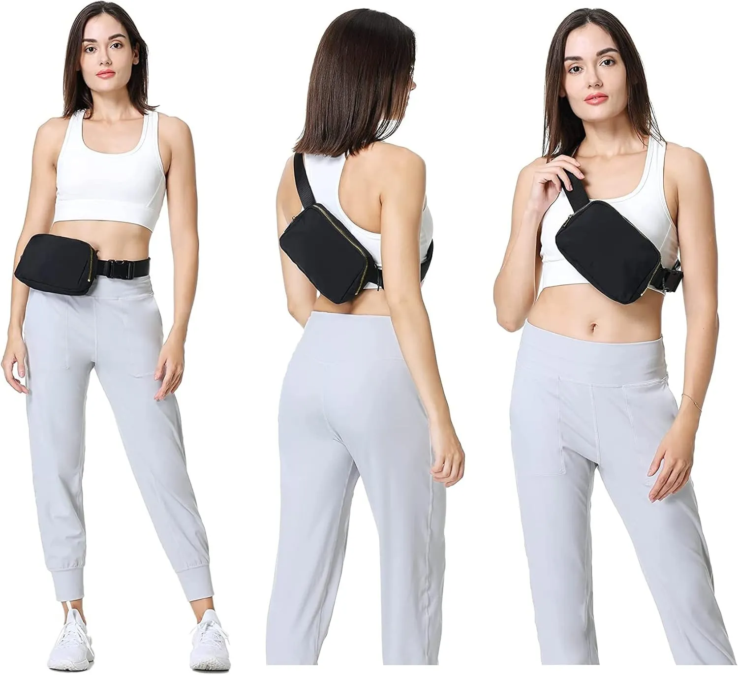 VOROLO Fanny Pack For Women And Men Crossbody Bag Belt Bag with Adjustable Strap Easter Gifts Black