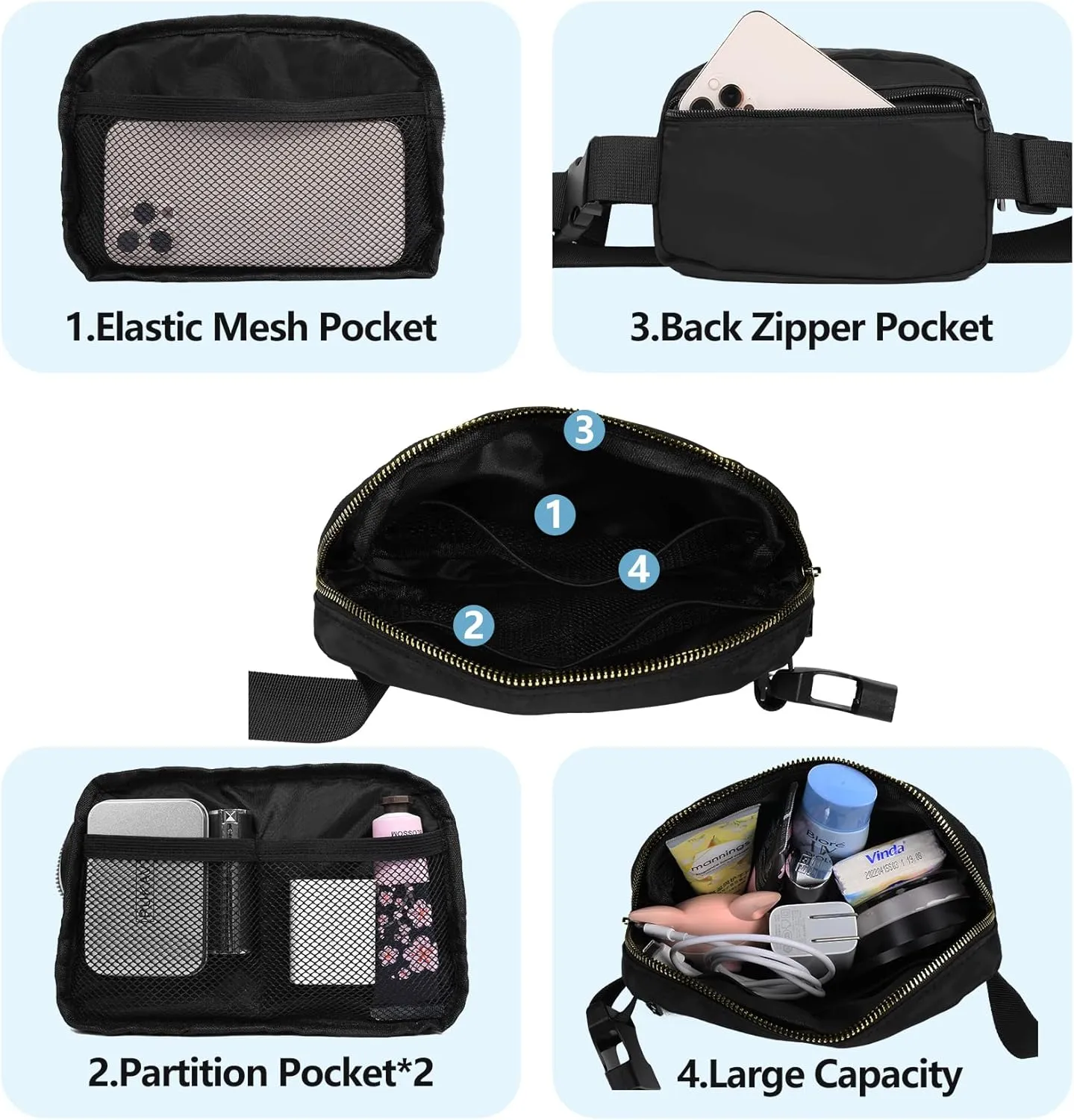 VOROLO Fanny Pack For Women And Men Crossbody Bag Belt Bag with Adjustable Strap Mothers Day Gifts