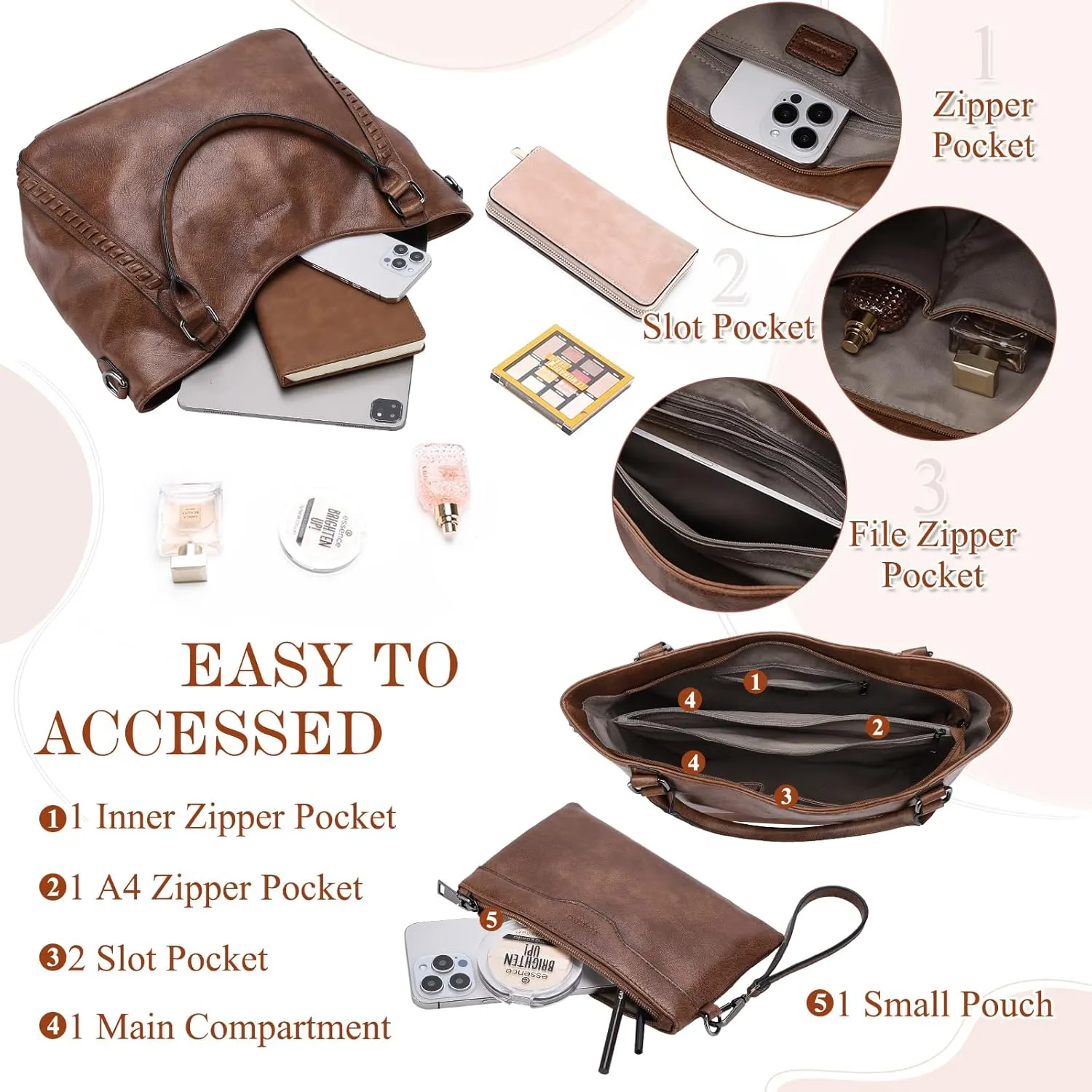 VX VONXURY Handbags for Women Hobo Bag PU Leather Shoulder Bag with Adjustable Shoulder Strap Fashion Crossbody Bag