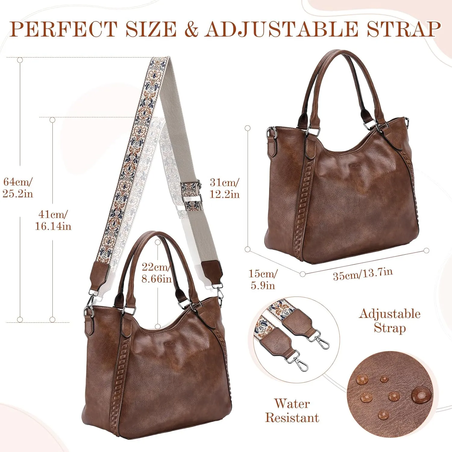 VX VONXURY Handbags for Women Hobo Bag PU Leather Shoulder Bag with Adjustable Shoulder Strap Fashion Crossbody Bag