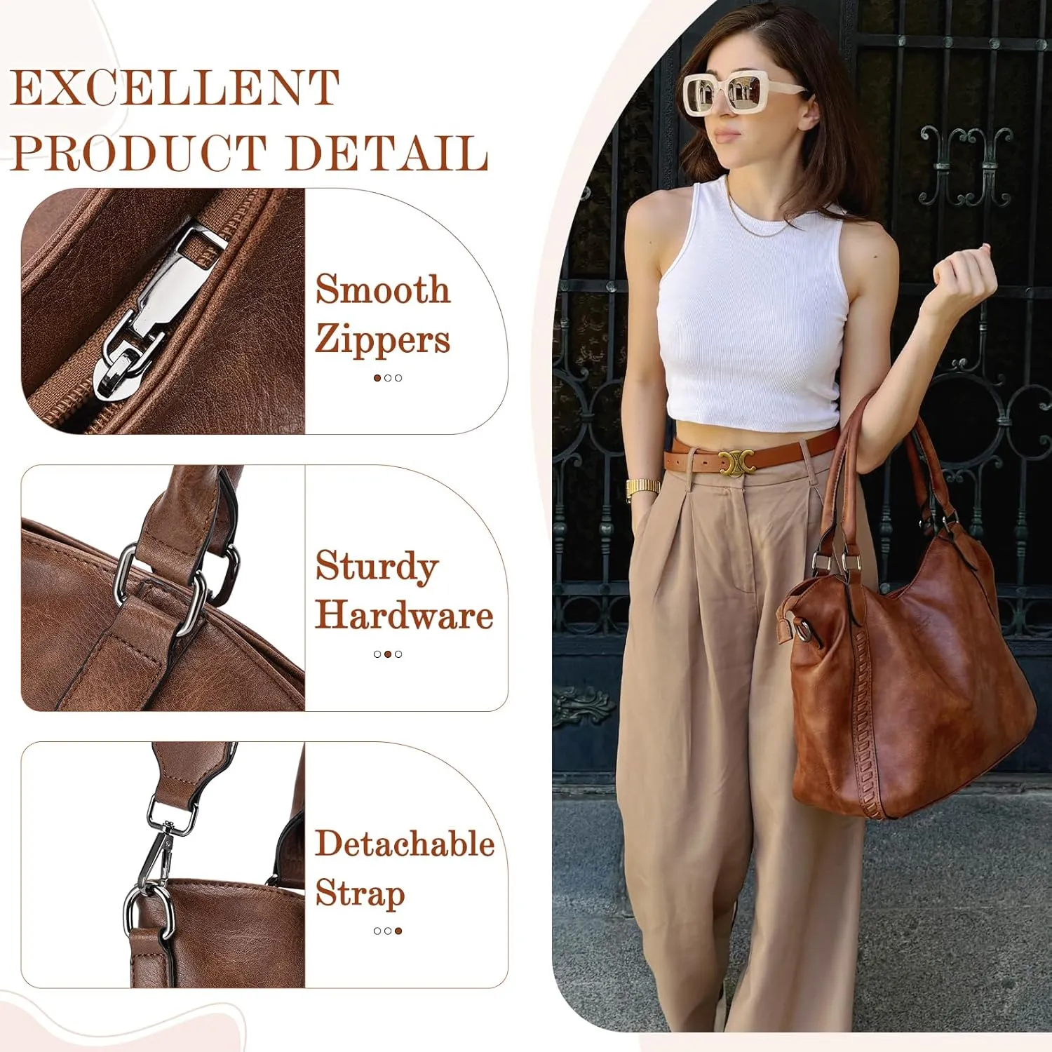 VX VONXURY Handbags for Women Hobo Bag PU Leather Shoulder Bag with Adjustable Shoulder Strap Fashion Crossbody Bag
