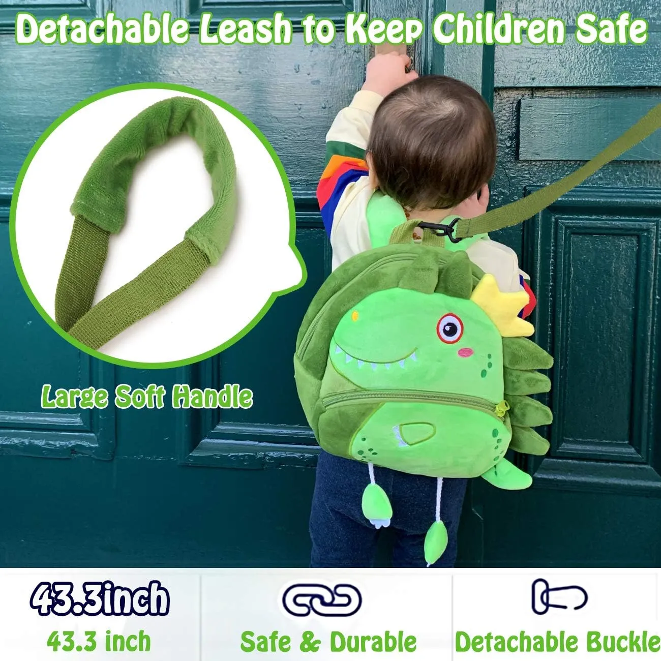 VX VONXURY Toddler Backpack,Cute Plush Small Preschool Backpack with Leash Gift for Little Boys Girls Kids with Chest Strap