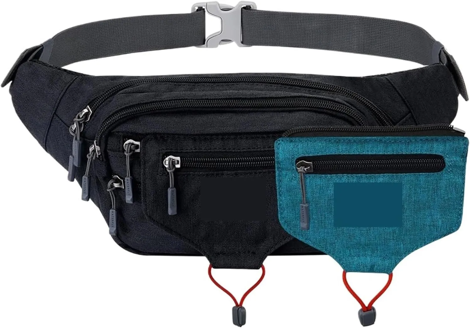 Waist Bag Multipocket Woman Fit For MAN Waist Pack Runner Hip Pouch Purse Bum Belt Bag Walking Jogging(Black)