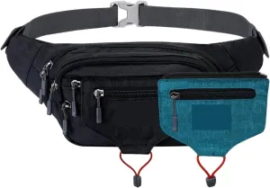 Waist Bag Multipocket Woman Fit For MAN Waist Pack Runner Hip Pouch Purse Bum Belt Bag Walking Jogging(Black)