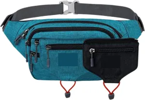 Waist Bag Multipocket Woman Fit For MAN Waist Pack Runner Hip Pouch Purse Bum Belt Bag Walking Jogging(Teal Blue)