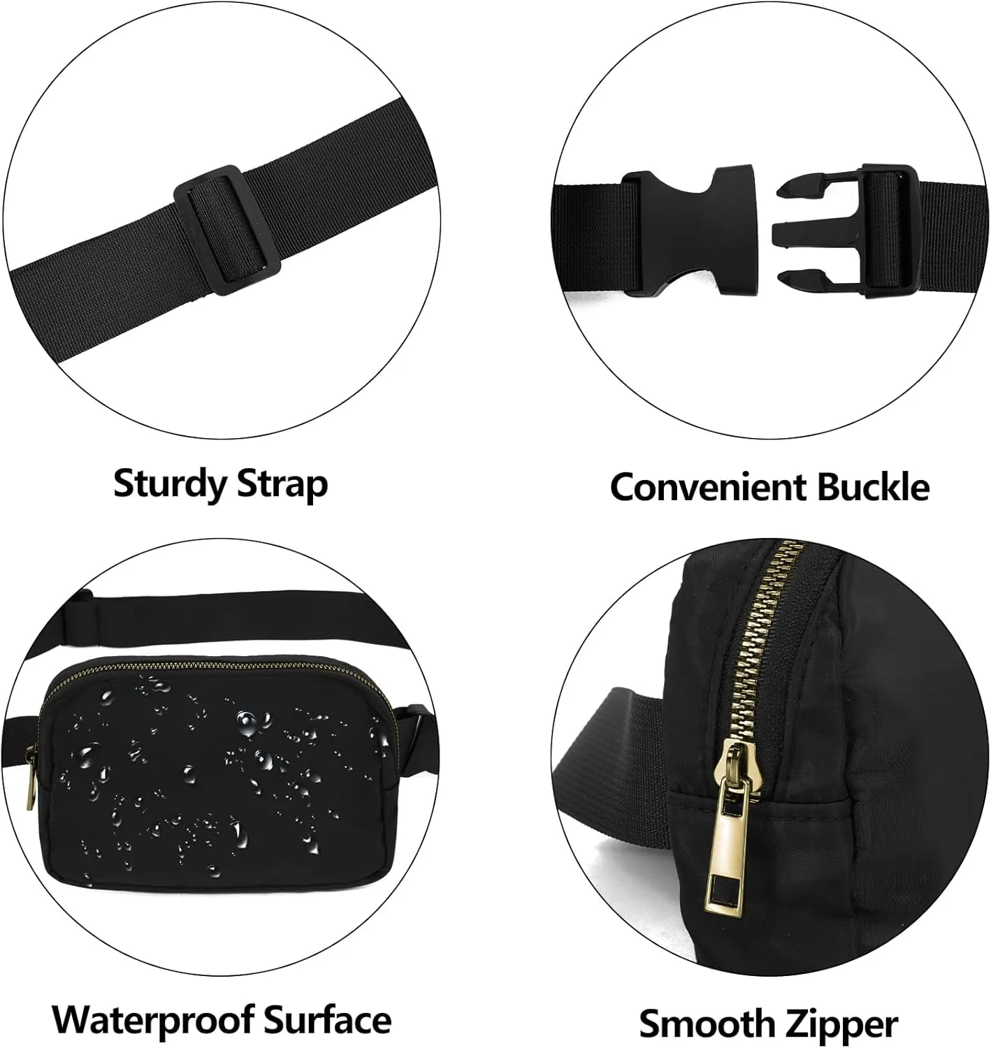 Waist Belt Bag Fashion Fanny Women and Men Gift Waist Pack With Adjustable Strap For Travel Black Khaki
