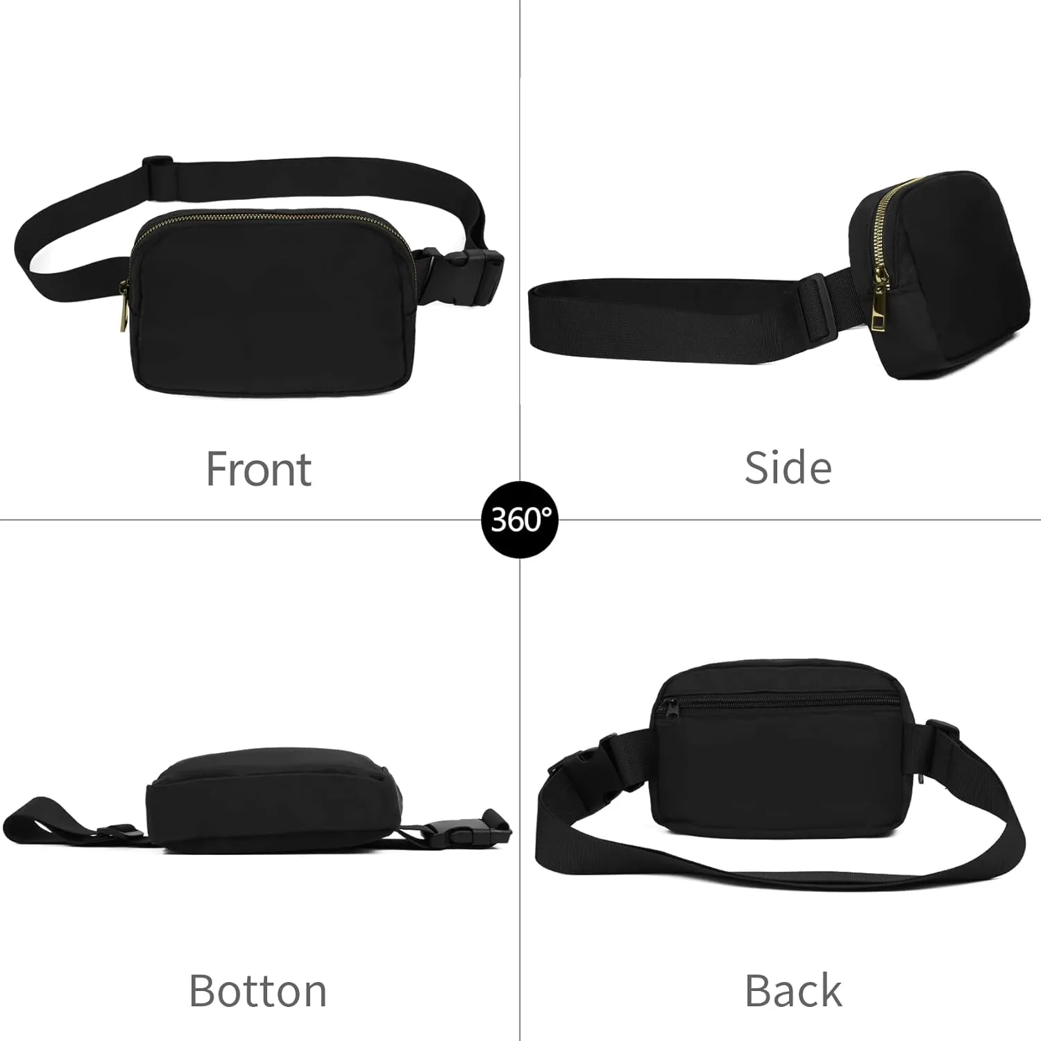 Waist Belt Bag Fashion Fanny Women and Men Gift Waist Pack With Adjustable Strap For Travel Black Khaki
