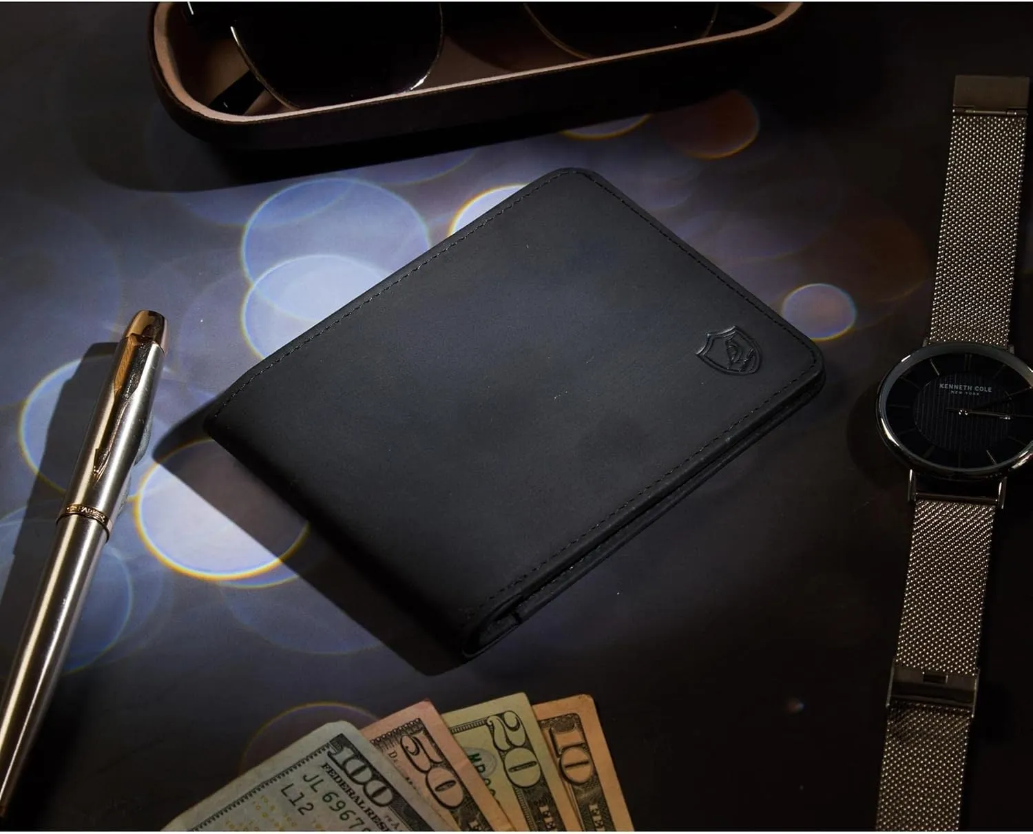 Wallet for Men Bifold Real Leather RFID Blocking Front Pocket Ultra Slim & Thin Stylish Minimalist with ID Window in Gift Box (Crazy Horse, Black)