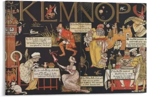 Walter Crane Posters Print The Absurd A.B.C Pl ArtworksWall Paint Art Posters Decor Modern Home Artworks Gift Idea 24x36inch(60x90cm) Frame-.