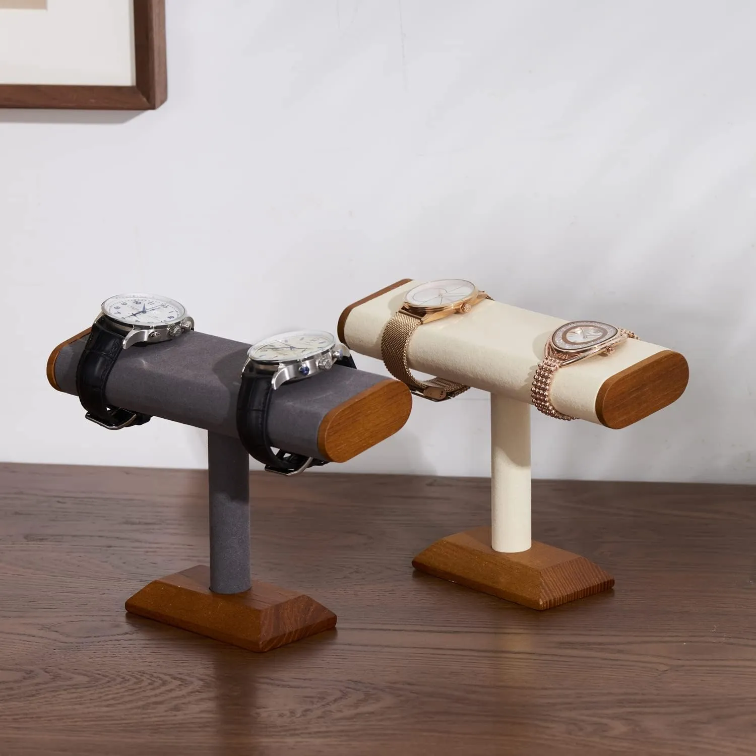 Watch Display Stand Solid Wood Bracelet Watch Organizer T-bar Jewelry Display