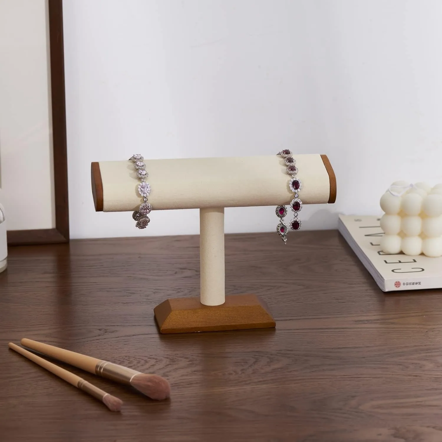 Watch Display Stand Solid Wood Bracelet Watch Organizer T-bar Jewelry Display