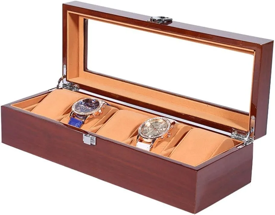 Watch Storage Box 3/5/6/8/12 Grids Wooden Watch Box PU Leather Detachable Pillow Lockable Metal Buckle Jewelry Collection Case Organiser Holder Watch Display Storage Box