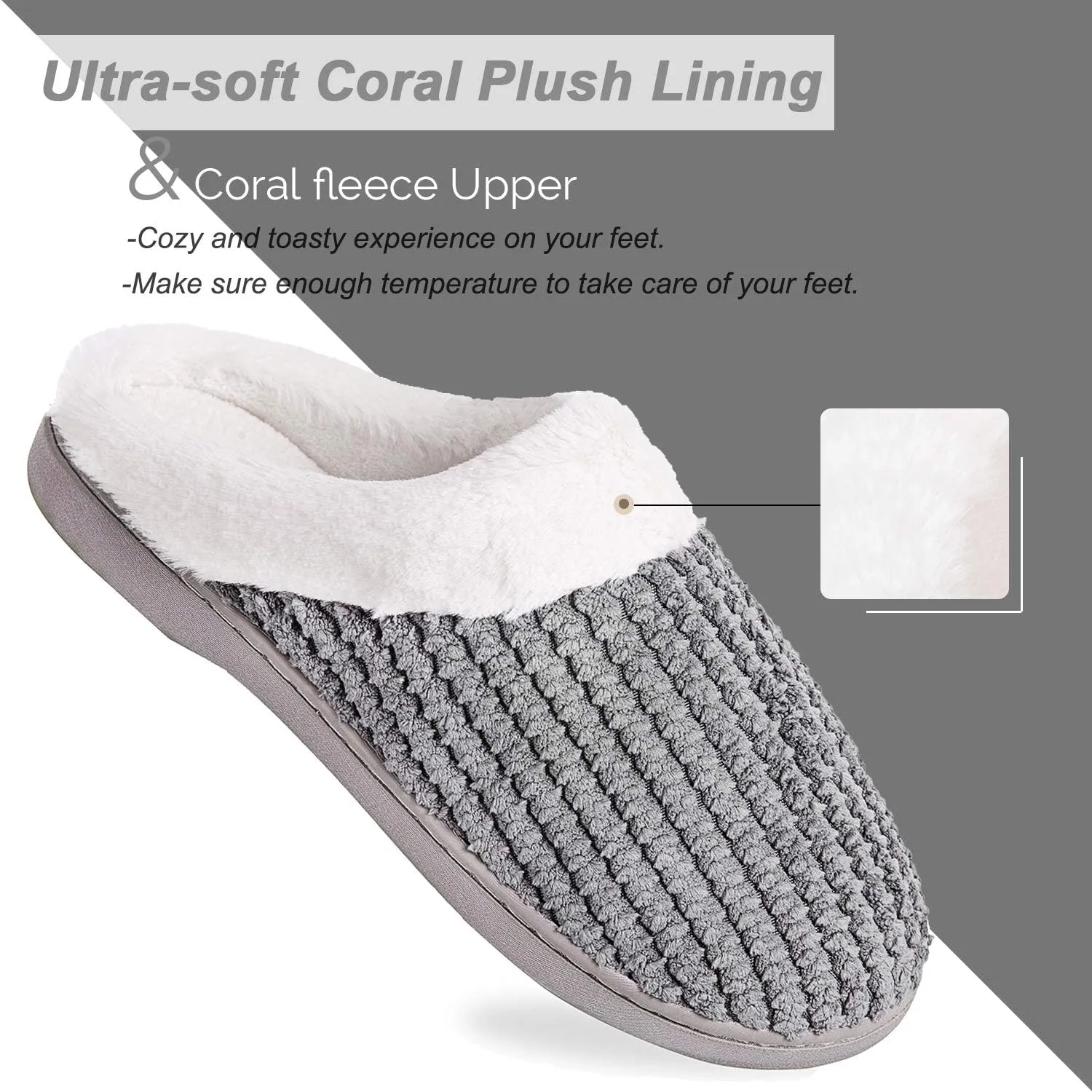 WateLves Women's Memory Foam Slippers Comfort Wool-Like Plush Fleece Lined House Shoes for Indoor & Outdoor