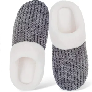 WateLves Women's Memory Foam Slippers Comfort Wool-Like Plush Fleece Lined House Shoes for Indoor & Outdoor