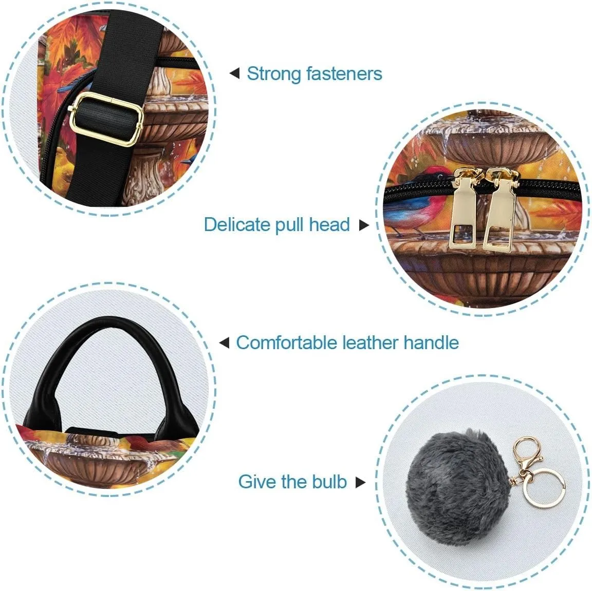 Water Fountain Colorful Birds Women Backpack Purse Anti Theft Design Travel Hiking Camping Rucksack Pack