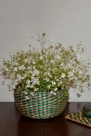 Water Hyacinth Round Utility Basket Green Natural