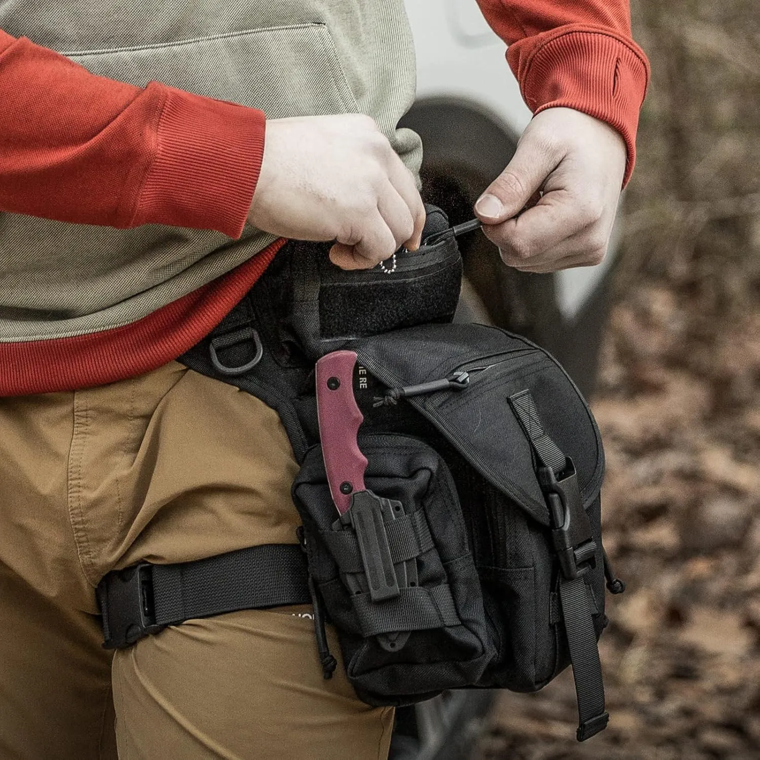 Waterproof Military Tactical Drop Leg Pouch Bag Type B Cross Over Leg Rig Outdoor Bike Cycling Hiking Thigh Bag