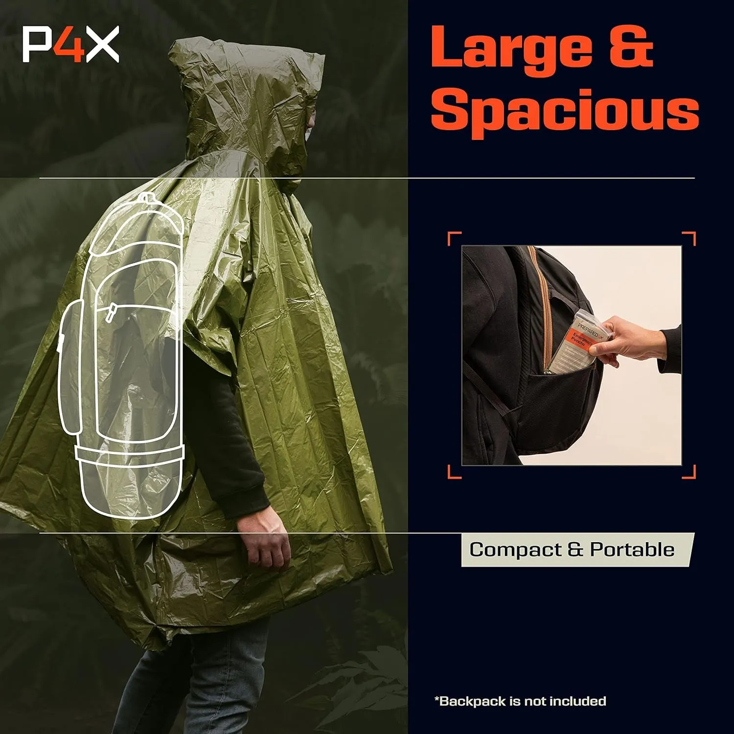 Waterproof Mylar Blanket Liner Survival/Hiking Poncho