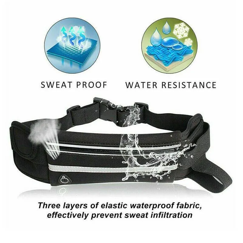 Waterproof Running Bum Bag Fanny Pack Waist Belt Money Wallet Zip Pouch Sports