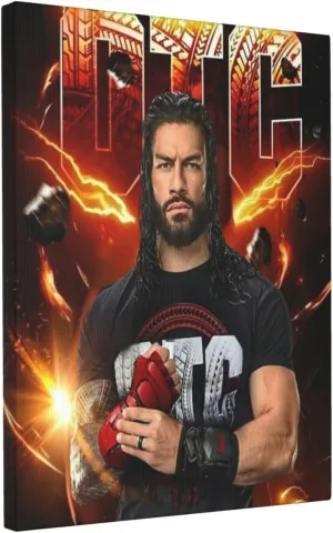 WAZXDHLPF Roman Wrestler Reigns Canvas Decorative Painting Wall Art Poster Oil Paintings Art Prints Home Decor for Bedroom Stylish Hang Pictures 12x16Inch