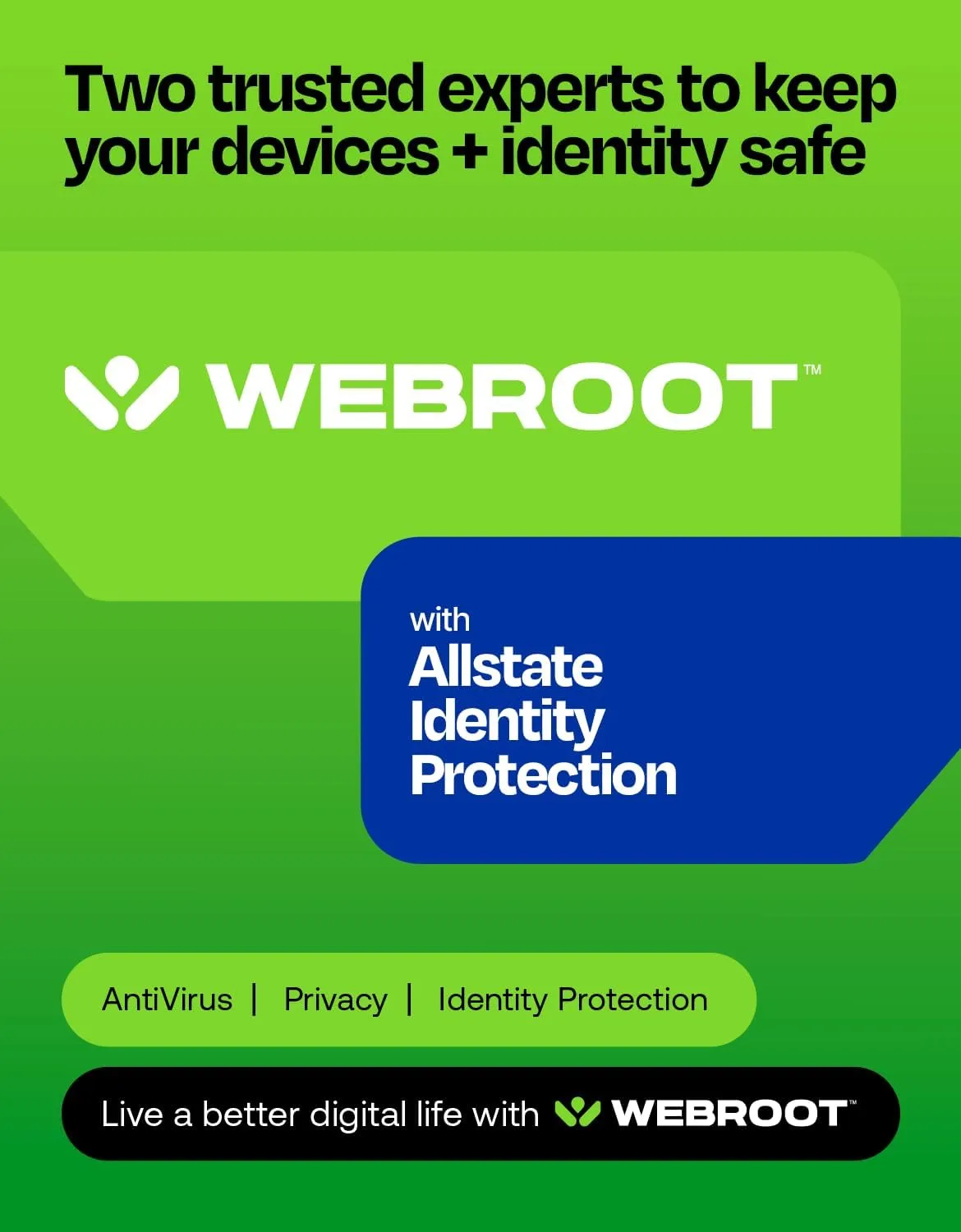Webroot Premium 2025 with Allstate Identity Protection | 5 Device, 1 Year | Antivirus and Internet Security Software, Advanced Dark Web Monitoring, Password Manager | NEW [Online Code]