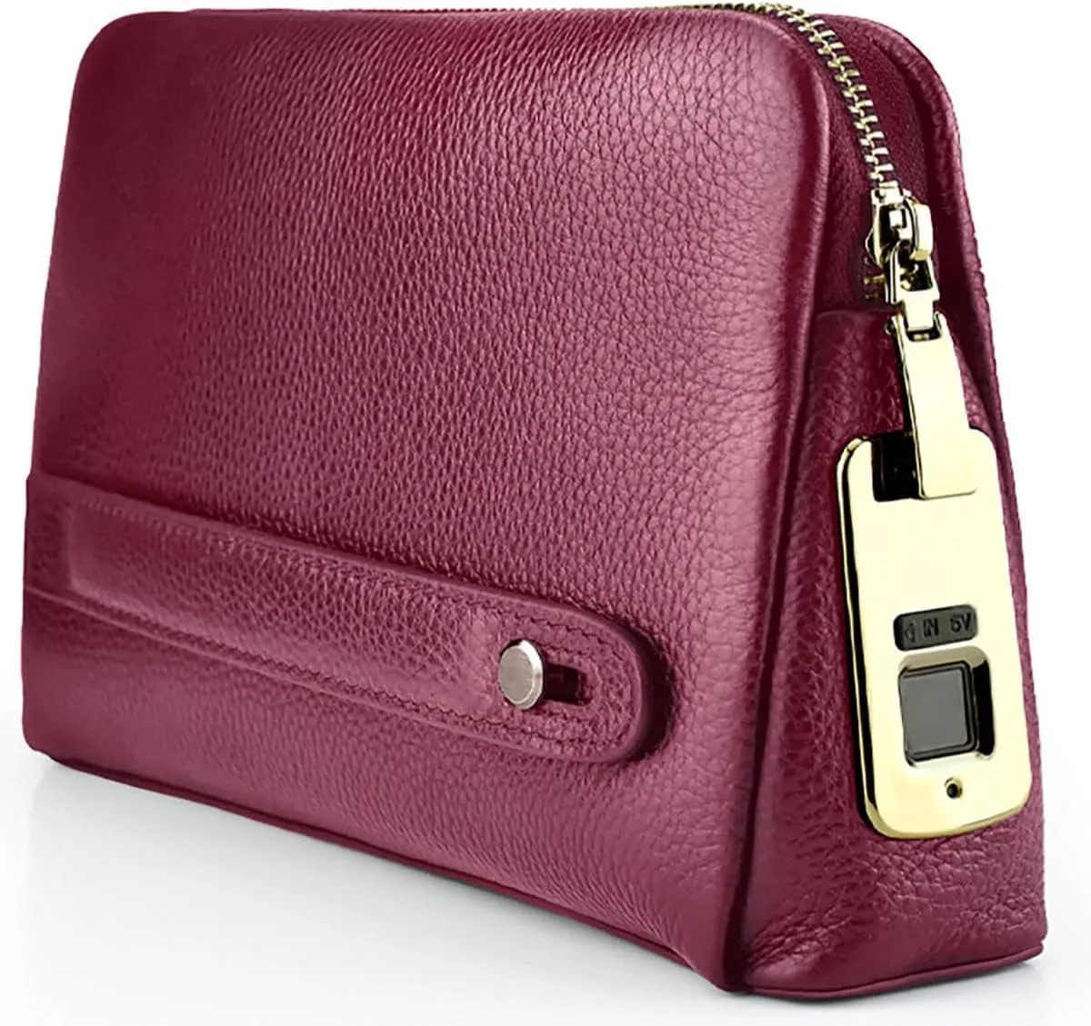 Welaso Fingerprint Lock Leather Handbag,Anti Theft Waterproof Genuine Leather Clutch Bag Wallet for Man Woman