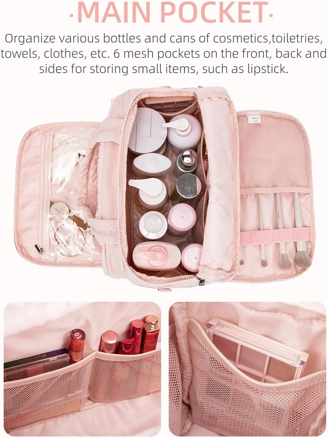 WESTBRONCO Toiletry Bag for Women with Jewelry Organizer, Lightweight Large Travel Cosmetics Bags, Puffy Quilted Makeup Bag Organizer for Accessories, Essentials, Cosmetics, Toiletries