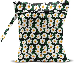 Wet Bag, Wet Dry Bag, Wet Bag for Swimsuit, Travel, Beach, Pool, Diapers, Dirty Yoga Gym Clothes, Toiletries, Makeup Bag, Waterproof Reusable Cute Daisy Floral Flower