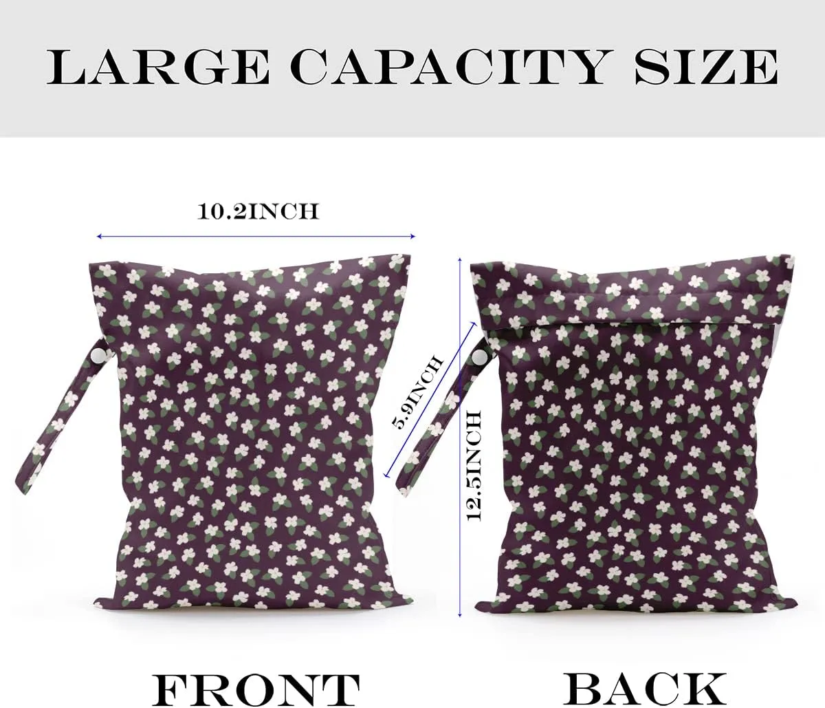 Wet Bag, Wet Dry Bag, Wet Bag for Swimsuit, Travel, Beach, Pool, Diapers, Dirty Yoga Gym Clothes, Toiletries, Makeup Bag, Waterproof Reusable Cute Daisy Floral Flower
