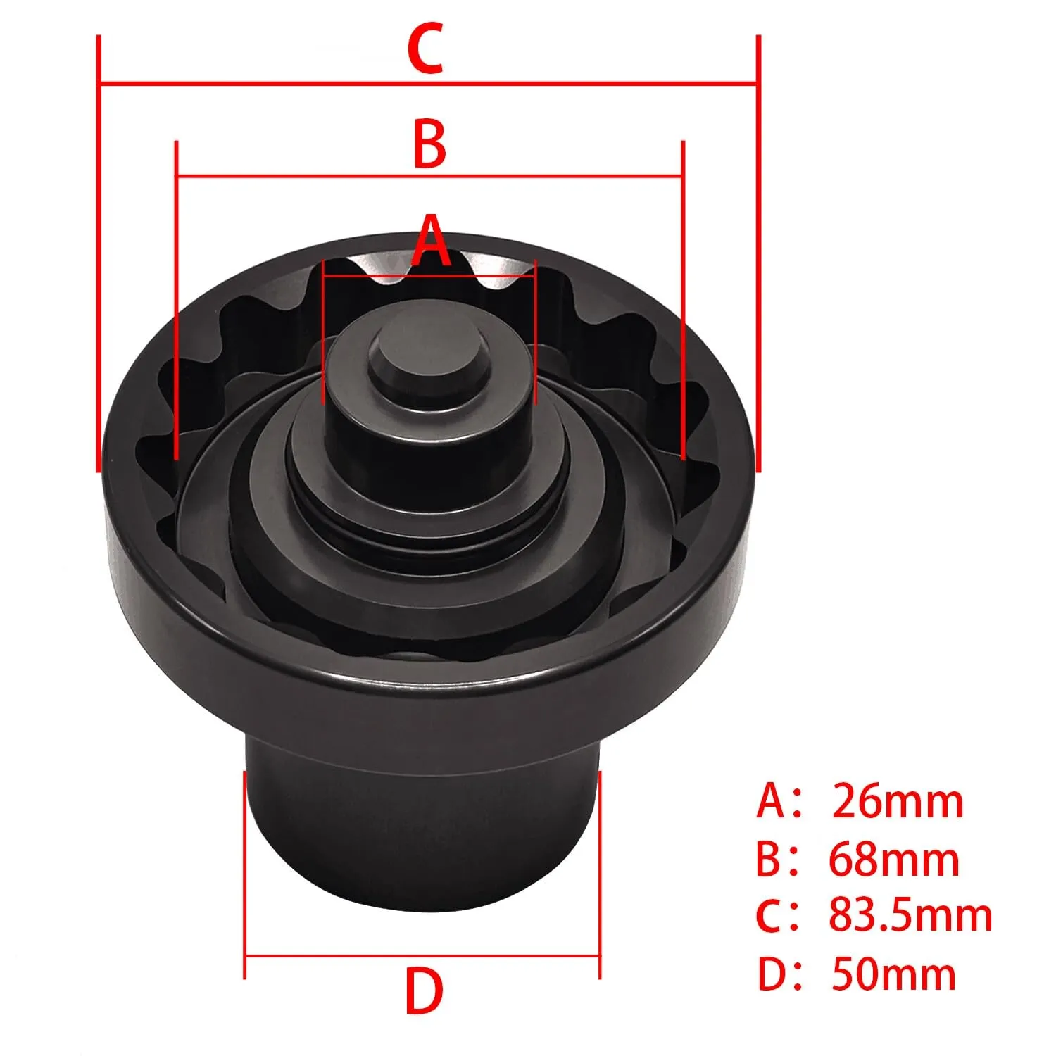 Wheel Centre Locking Nut Key for Porsche 997 991 918 GT2 and GT3 Cayman for Panamera 3/4 Drive, Wheel Center Lock Nut Socket Adapter, Centre Lock Nut Removal Tool