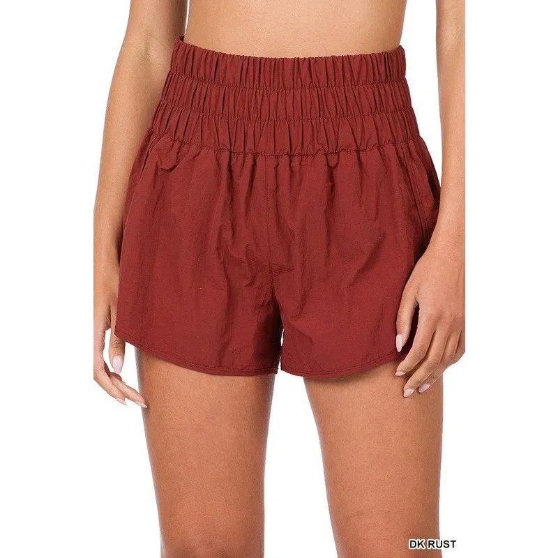 Windbreaker Smocked Running Shorts