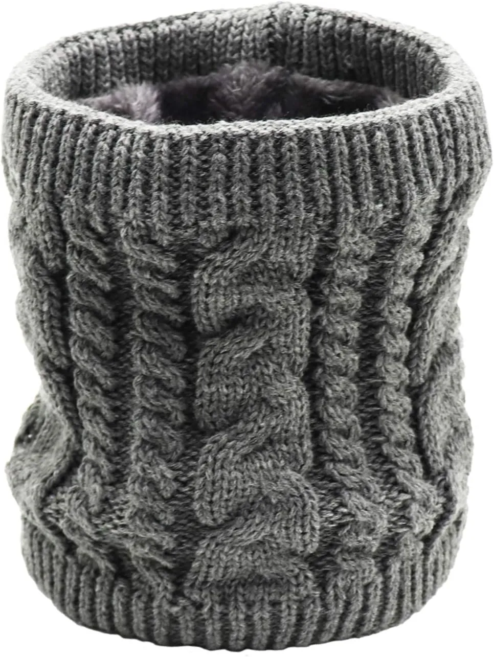 Winter Fleece Lined Neck Warmer Scarf Cable Knitted Neck Gaiter Face Mask for Women Men