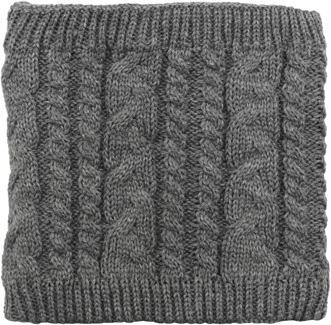 Winter Fleece Lined Neck Warmer Scarf Cable Knitted Neck Gaiter Face Mask for Women Men