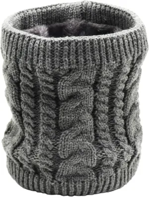 Winter Fleece Lined Neck Warmer Scarf Cable Knitted Neck Gaiter Face Mask for Women Men