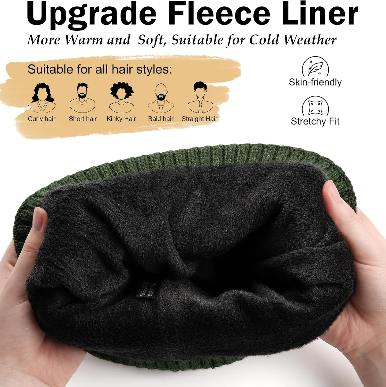 Wmcaps Winter Men Women Fleece Lined Beanie Knitted Hats, Soft Thermal Stocking Skull Caps for Cold Weather Outdoor