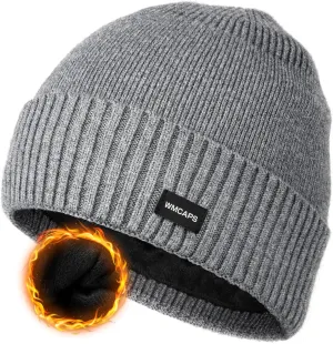 Wmcaps Winter Men Women Fleece Lined Beanie Knitted Hats, Soft Thermal Stocking Skull Caps for Cold Weather Outdoor