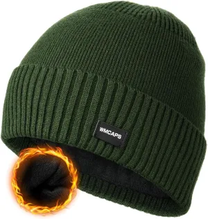 Wmcaps Winter Men Women Fleece Lined Beanie Knitted Hats, Soft Thermal Stocking Skull Caps for Cold Weather Outdoor