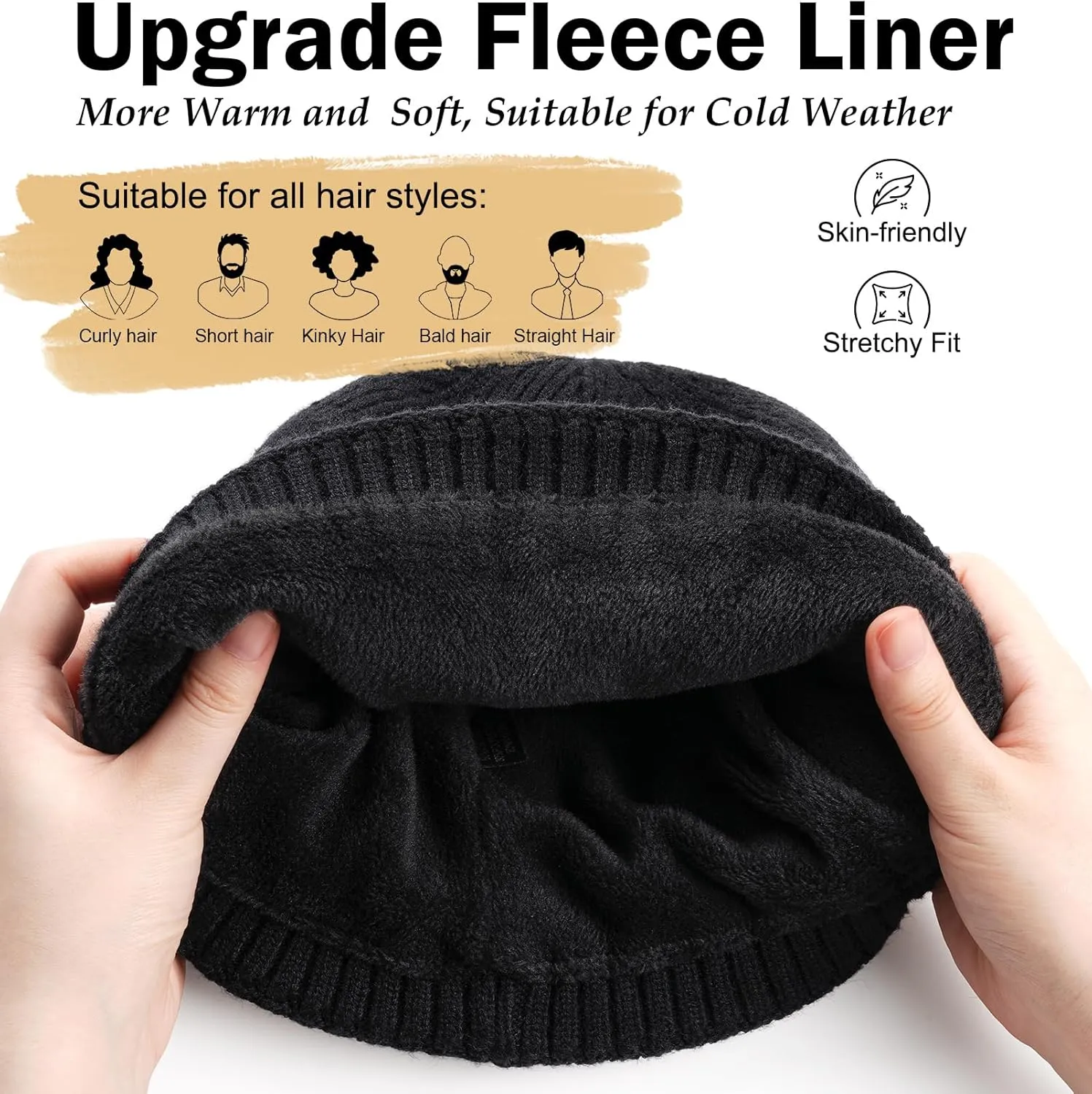 Wmcaps Winter Men Women Fleece Lined Beanie Knitted Hats, Soft Thermal Stocking Skull Caps for Cold Weather Outdoor